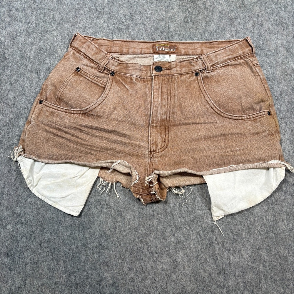 The Haband Tailgater Shorty Shorts Women's Size 32S Brown Cut-Off Raw Hem Summer